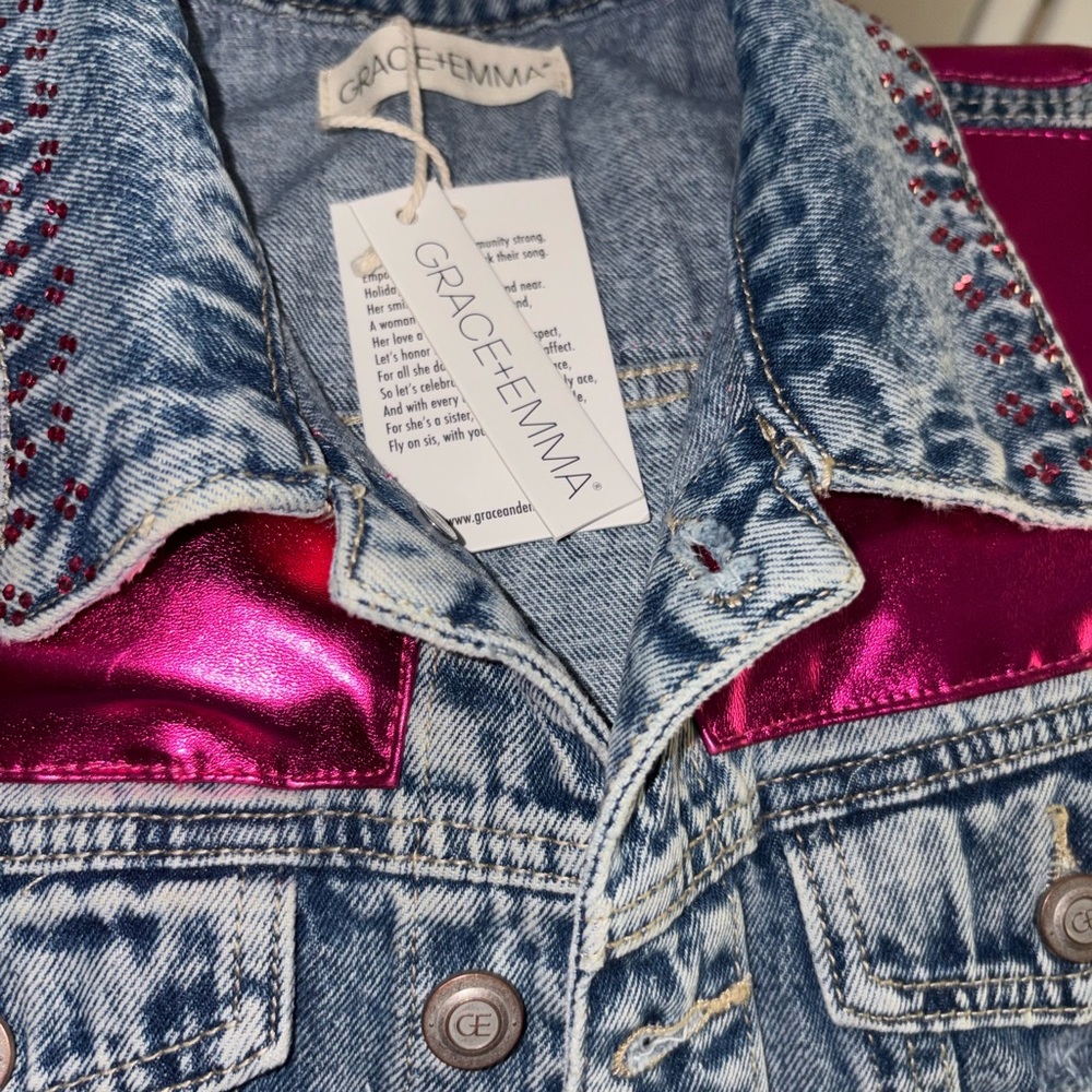 Grace & Emma Blue and Pink Jean Jacket
